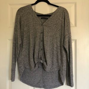 A&F Gray Tie-Front Sweater